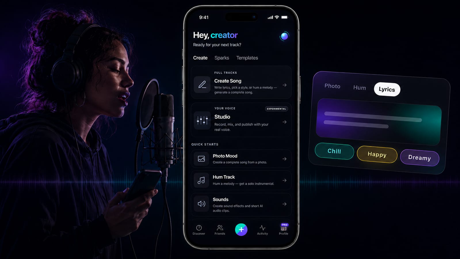تطبيق NabadAi — إنشاء أغاني من كلمات ودندنات وصور